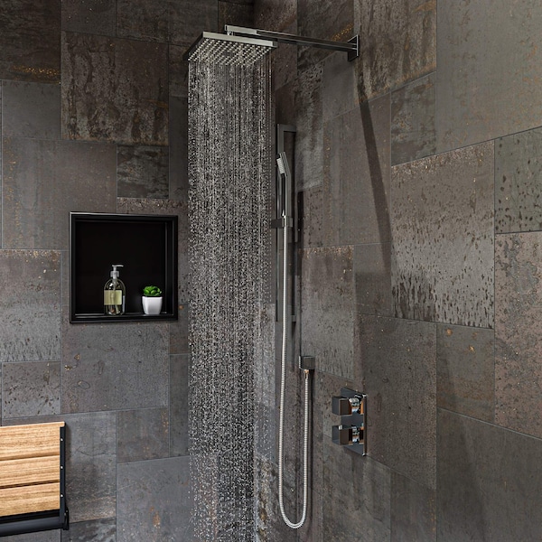 Alfi Brand Polished Chrome 2 Way Thermostatic Sqr Shower Set AB2830-PC - main